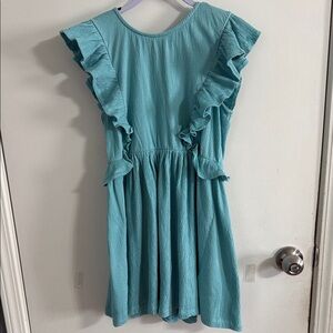 Zara Aqua Ruffle Sleeve Girls' Dress